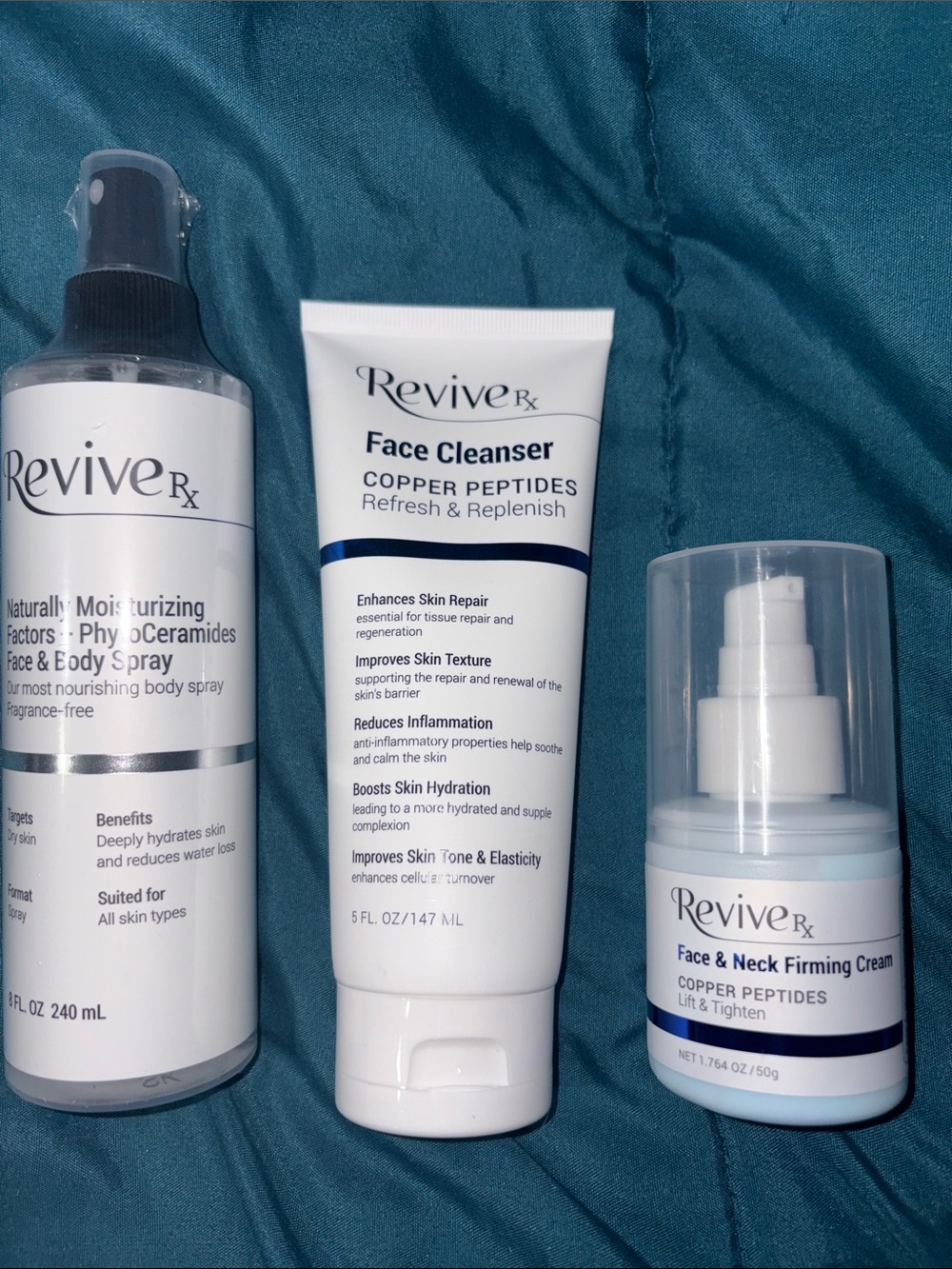 ReviveRx - Face Body Spray, Face Cleanser and Face and Neck Firming cream